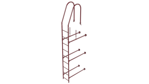 Лестница фасадная BORGE 2,7м комплект, верхняя секция, Вишня (RAL 3005)